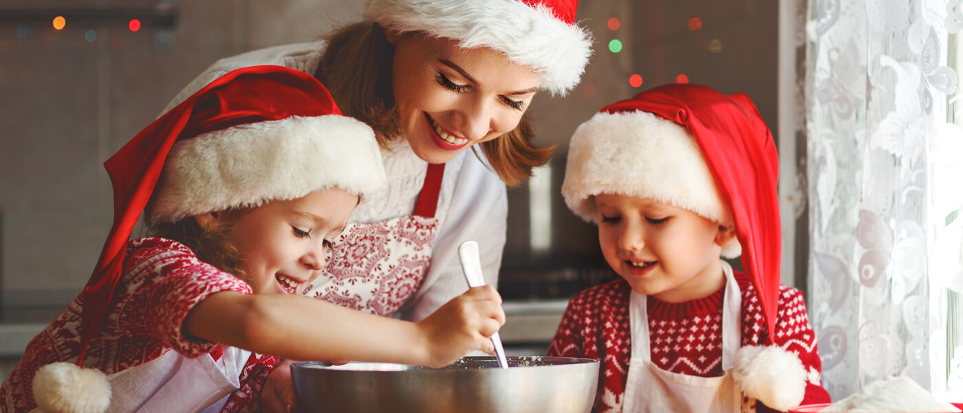 Mom and daughter cooking together