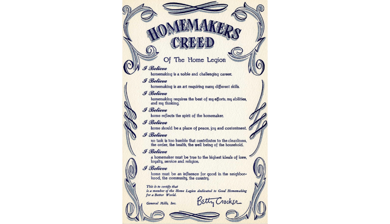 History photo: Homemakers Creed