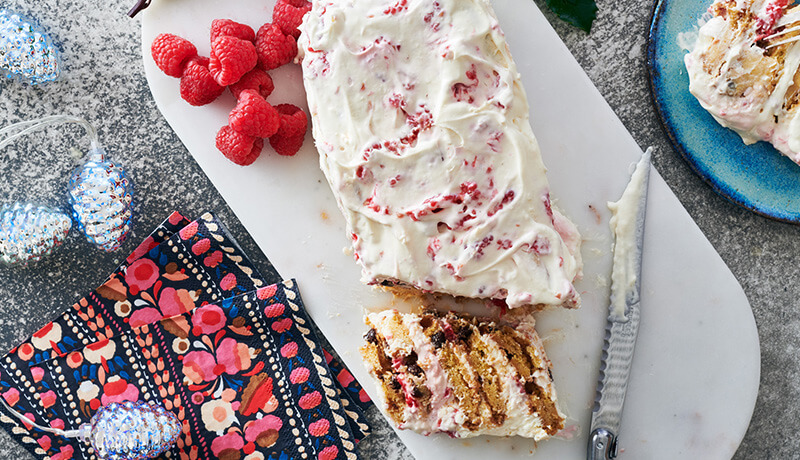 Chocolate Chip and Raspberry Ripple Cake