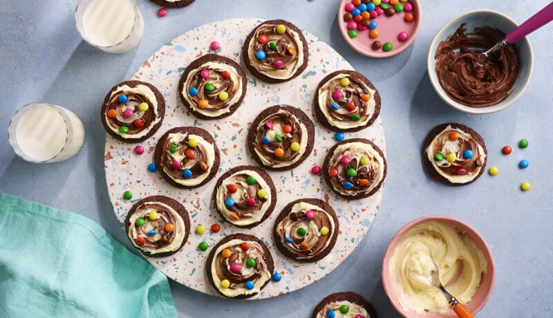 Chocolate Frosted Rainbow Cookies