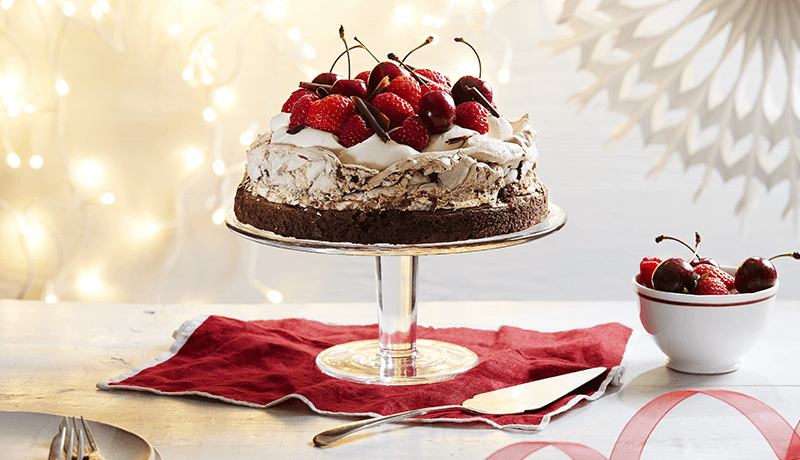 Chocolate Pavlova Brownie Cake with Berries