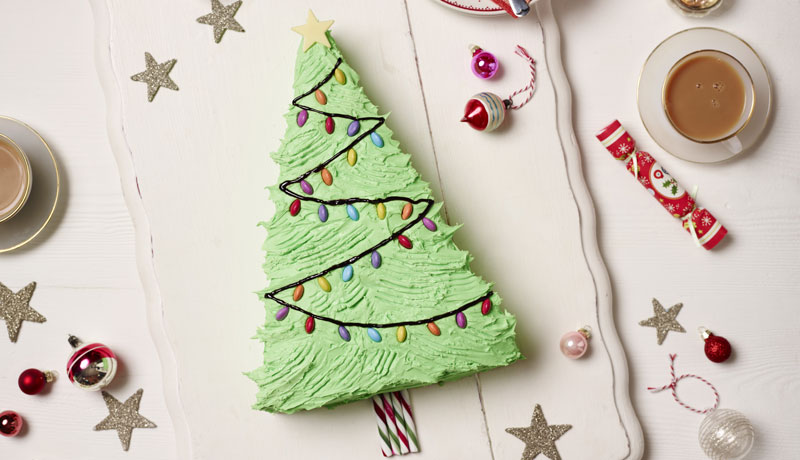 Decorated Christmas Tree Cake