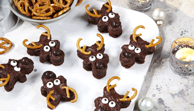 Easy Frosted Reindeer Brownies