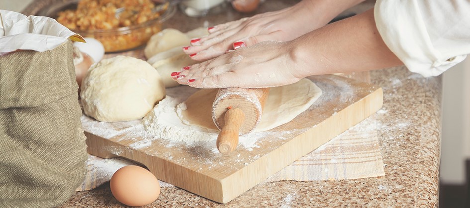 Woman baking a cake