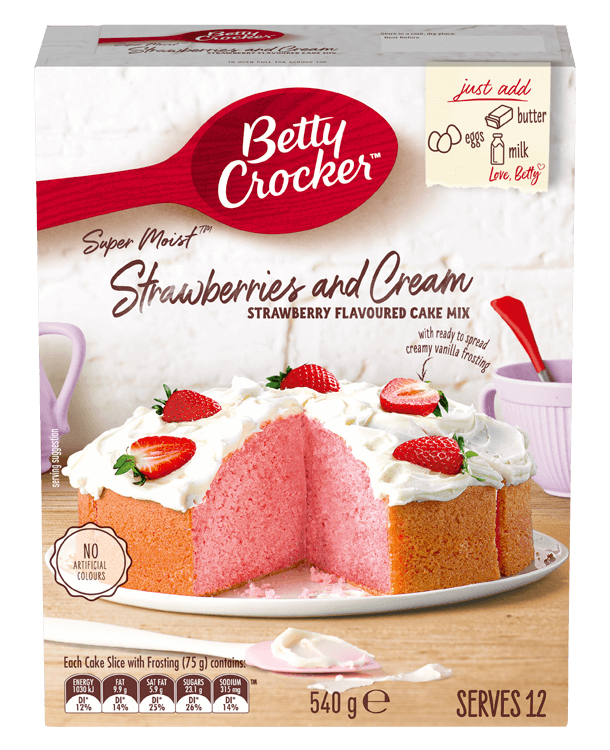 Super Moist Strawberries and Cream Strawberry Flavoured Cake Mix